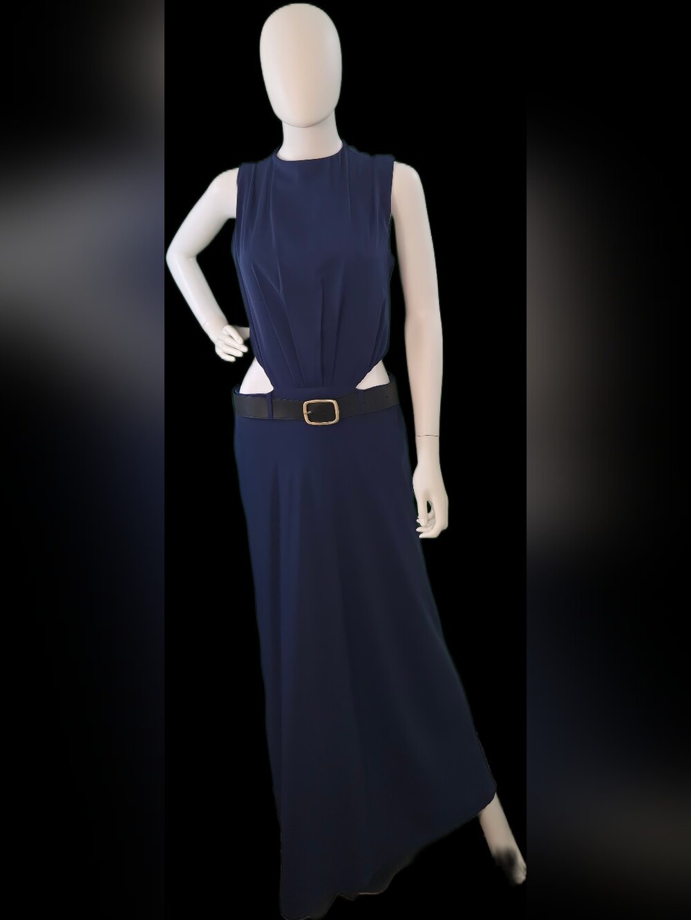 Abercrombie & Fitch Navy Backless Maxi Dress with Belt